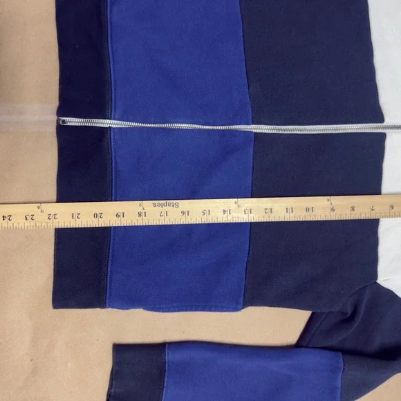 Polo Ralph Lauren Kids Boys L 14-16 Colorblock Full Zip Hoodie White Navy Blue - Picture 9 of 12